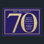 Surprise 70th Birthday Navy Blue and Gold Glitter Invitation<br><div class="desc">Surprise 70th Birthday Invitation. Navy Blue and Gold Glitter Birthday Party Invite with Navy Blue Background. Surprise Birthday. Adult Birthday. Men or Women Bday Bash Party. For further customisation,  please click the "Customise it" button and use our design tool to modify this template.</div>