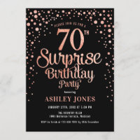Surprise 70th Birthday Party - Black & Rose Gold