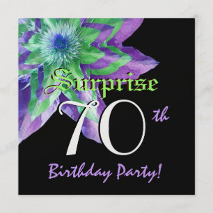 SURPRISE 70th Birthday Party Colourful Flower W072 Invitation