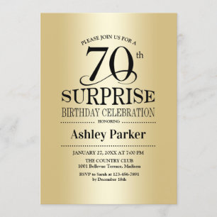 Surprise 70th Birthday Party - Gold Invitation