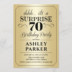 Surprise 70th Birthday Party - Gold Invitation