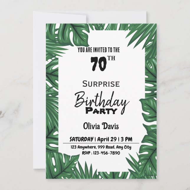Surprise 70th Birthday Party Invitation (Front)