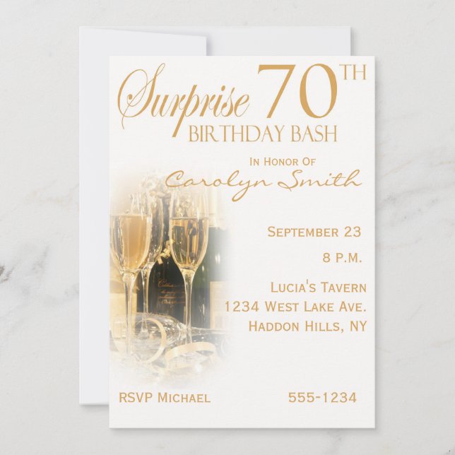 Surprise 70th Birthday Party Invitations (Front)