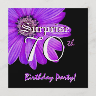 SURPRISE 70th Birthday Party Purple Daisy G300 Invitation