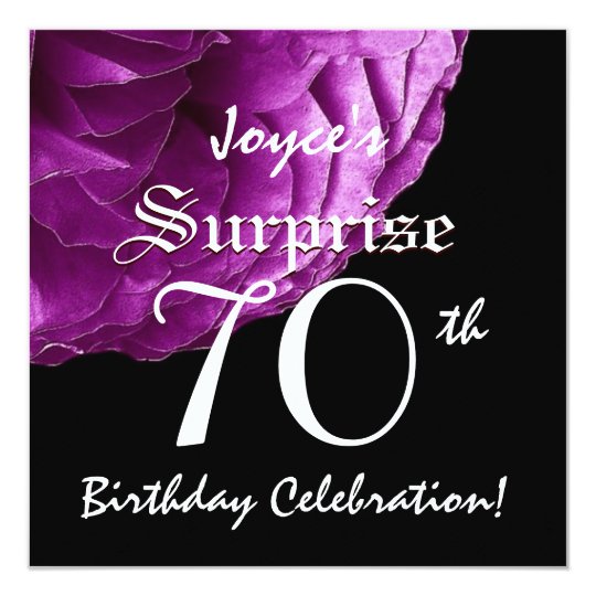 SURPRISE 70th Birthday Party Purple Rose W067 Card