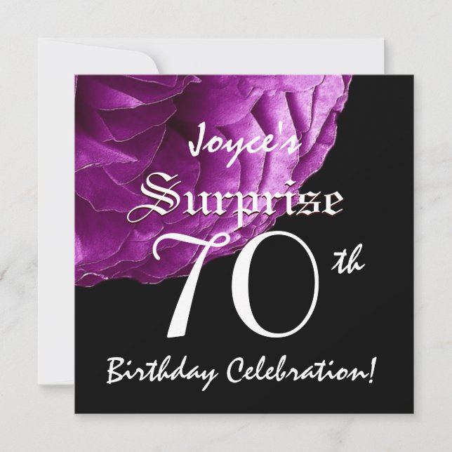 SURPRISE 70th Birthday Party Purple Rose W067 Invitation (Front)