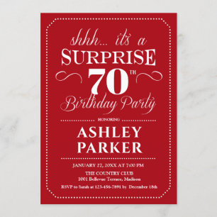 Surprise 70th Birthday Party - Red White Invitation