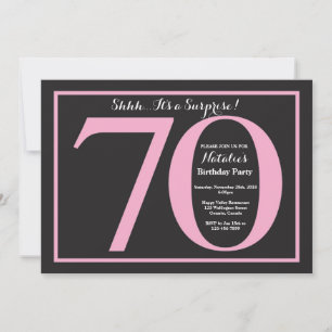 Surprise 70th Birthday Pink and Black Chalkboard Invitation