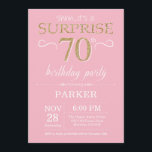 Surprise 70th Birthday Pink and Gold Glitter Invitation<br><div class="desc">Surprise 70th Birthday Invitation with Pink and Gold Glitter Background. Chalkboard. Adult Birthday. Men or Women Bday Invite. Any age. For further customisation,  please click the "Customise it" button and use our design tool to modify this template.</div>