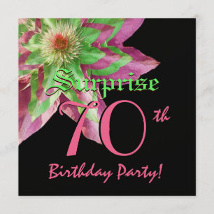 SURPRISE 70th Birthday Pink Green Flower W1444 Invitation