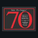 Surprise 70th Birthday Red and Black Chalkboard Invitation<br><div class="desc">Surprise 70th Birthday Invitation. Red and Black Birthday Party Invite with Chalkboard Background. Surprise Birthday. Adult Birthday. Men or Women Bday Bash Party. For further customisation,  please click the "Customise it" button and use our design tool to modify this template.</div>