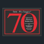 Surprise 70th Birthday Red and Black Chalkboard Invitation<br><div class="desc">Surprise 70th Birthday Invitation. Red and Black Birthday Party Invite with Chalkboard Background. Surprise Birthday. Adult Birthday. Men or Women Bday Bash Party. For further customisation,  please click the "Customise it" button and use our design tool to modify this template.</div>