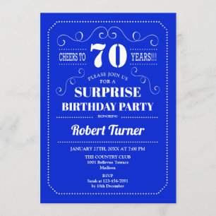 Surprise 70th Birthday - Royal Blue Invitation