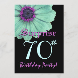 SURPRISE 70th Birthday Template Green Purple Daisy