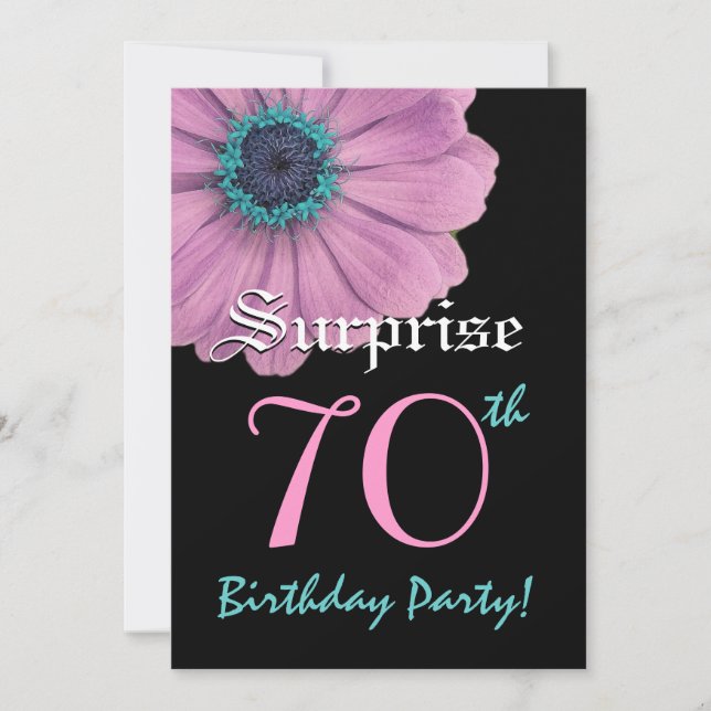 SURPRISE 70th Birthday Template Pink Daisy (Front)