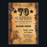 Surprise 70th Western Birthday Invitation<br><div class="desc">Surprise 70th Western Birthday Invitation. Cowboy Horse Wild West Theme Birthday Party. Rustic Wood Country Background. For further customisation,  please click the "Customise it" button and use our design tool to modify this template.</div>