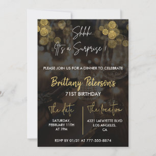 Surprise 71st birthday invitations Glam Glitter