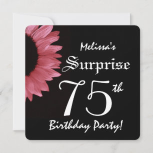 SURPRISE 75th Birthday Party PINK Sunflower A10B Invitation