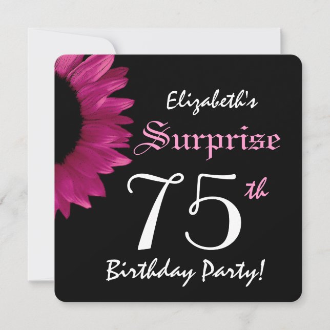 SURPRISE 75th Birthday Party Sunflower A10C Invitation (Front)