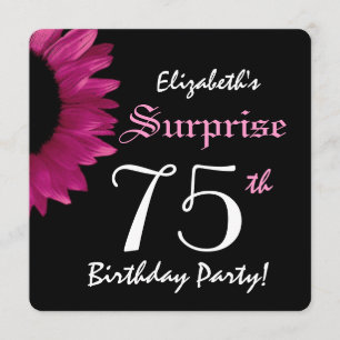 SURPRISE 75th Birthday Party Sunflower A10C Invitation