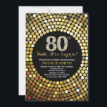 Surprise 80th Birthday Black and Gold Glitter Invitation<br><div class="desc">Surprise 80th Birthday Invitation. Black and Gold Glitter. Gold Diamond. Adult Birthday Party. For Men or Women. For further customisation,  please click the "Customise it" button and use our design tool to modify this template.</div>