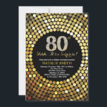 Surprise 80th Birthday Black and Gold Glitter Invitation<br><div class="desc">Surprise 80th Birthday Invitation. Black and Gold Glitter. Gold Diamond. Adult Birthday Party. For Men or Women. For further customisation,  please click the "Customise it" button and use our design tool to modify this template.</div>