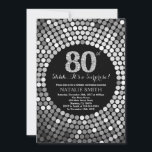 Surprise 80th Birthday Black and Silver Glitter Invitation<br><div class="desc">Surprise 80th Birthday Invitation. Black and Silver Glitter. Silver Diamond. Adult Birthday Party. For Men or Women. For further customisation,  please click the "Customise it" button and use our design tool to modify this template.</div>