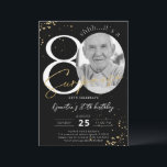 Surprise 80th Birthday Black Gold Photo Invitation<br><div class="desc">Surprise 80th Birthday Black Gold Photo Invitation  is a part of the Birthday Invitations collection. This product features customisable photo section gold glitter sparkles. Done with decorative fonts. Explore more matching products in our store.</div>