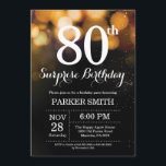 Surprise 80th Birthday Invitation Gold Glitter<br><div class="desc">Surprise 80th Birthday Invitation with Gold String Lights with Gold Glitter Background. Gold Birthday. Adult Birthday. Men or Women Bday Invite. 13th 15th 16th 18th 20th 21st 30th 40th 50th 60th 70th 80th 90th 100th, Any age. For further customisation, please click the "Customise it" button and use our design tool...</div>