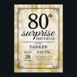 Surprise 80th Birthday Invitation Gold Glitter<br><div class="desc">Surprise 80th Birthday Invitation with Gold String Lights with Gold Glitter Background. Gold Birthday. Adult Birthday. Men or Women Bday Invite. 13th 15th 16th 18th 20th 21st 30th 40th 50th 60th 70th 80th 90th 100th, Any age. For further customisation, please click the "Customise it" button and use our design tool...</div>