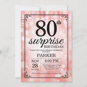 Surprise 80th Birthday Invitation Pink Glitter