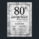 Surprise 80th Birthday Invitation Silver Glitter<br><div class="desc">Surprise 80th Birthday Invitation with Silver String Lights with Silver Glitter Background. Silver Birthday. Adult Birthday. Men or Women Bday Invite. 13th 15th 16th 18th 20th 21st 30th 40th 50th 60th 70th 80th 90th 100th, Any age. For further customisation, please click the "Customise it" button and use our design tool...</div>