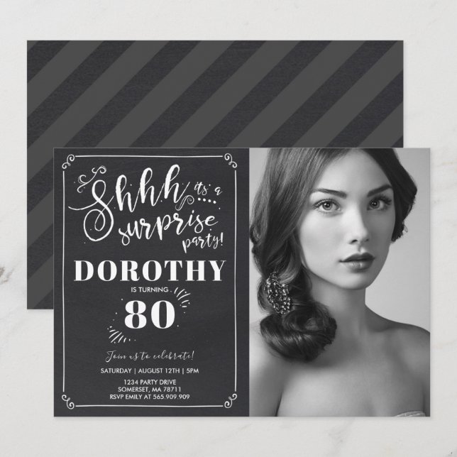 Surprise 80th Birthday Invitation Vintage Surprise (Front/Back)