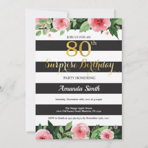 Surprise 80th Birthday Invitation Women Floral