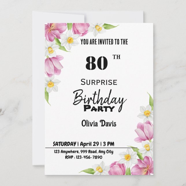 Surprise 80th Birthday Party Invitation (Front)