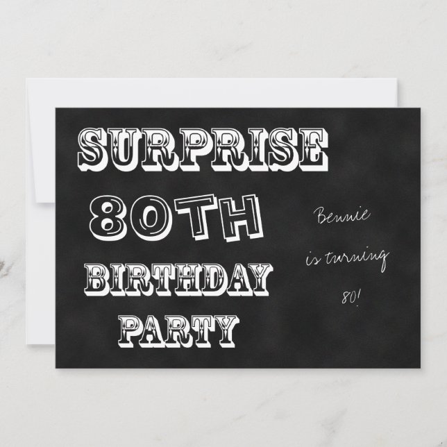 Surprise 80th Birthday Party Invitation Chalkboard (Front)