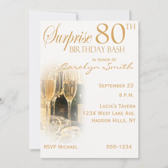 Surprise 80th Birthday Party Invitations (Front)