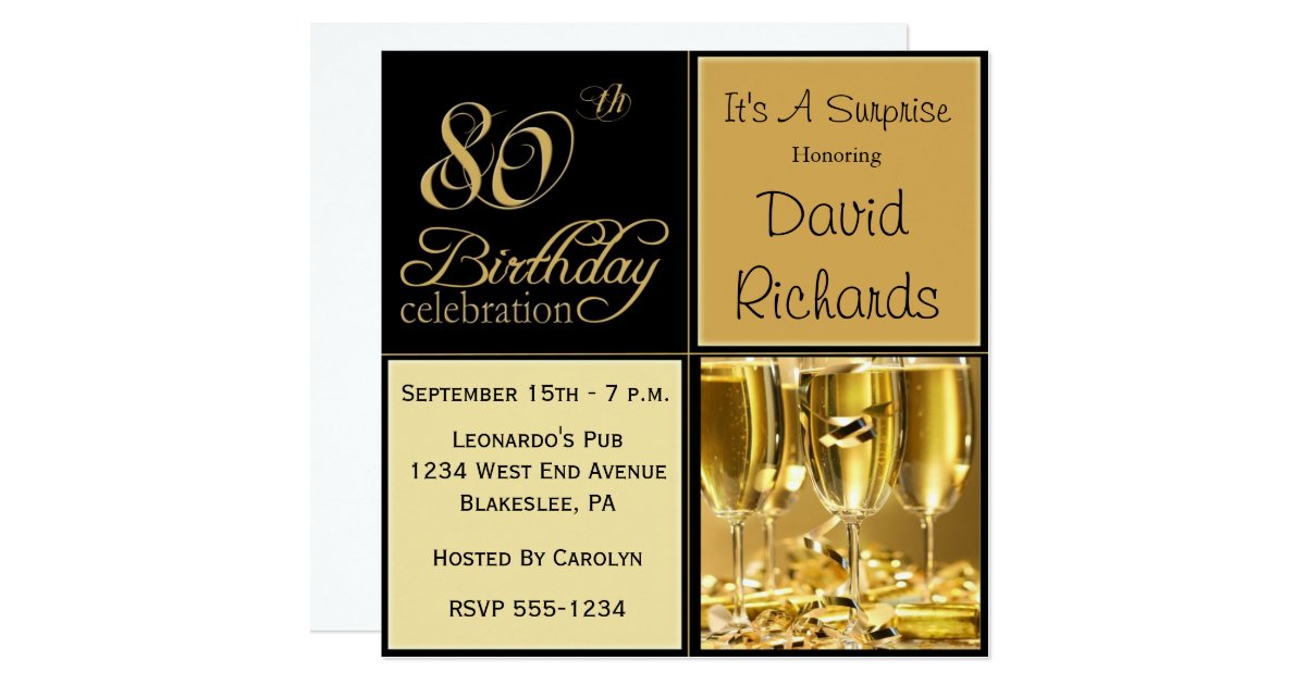 Surprise 80th Birthday Party Invitations | Zazzle