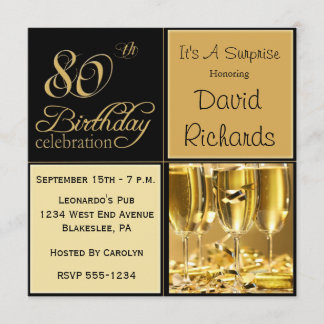 Surprise 80th Birthday Party Invitations