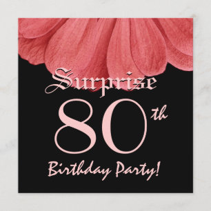 SURPRISE 80th Birthday Peach Flower Z306 Invitation
