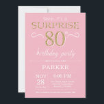 Surprise 80th Birthday Pink and Gold Glitter Invitation<br><div class="desc">Surprise 80th Birthday Invitation with Pink and Gold Glitter Background. Chalkboard. Adult Birthday. Men or Women Bday Invite. Any age. For further customisation,  please click the "Customise it" button and use our design tool to modify this template.</div>