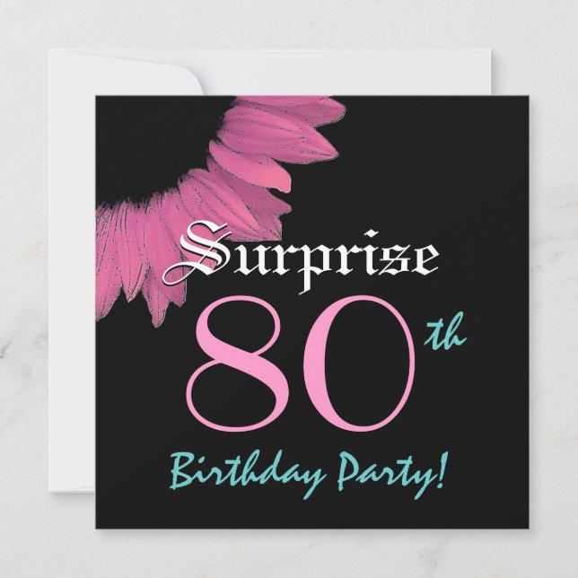 SURPRISE 80th Birthday Template Pink Sunflower (Front)