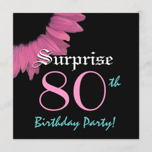 SURPRISE 80th Birthday Template Pink Sunflower
