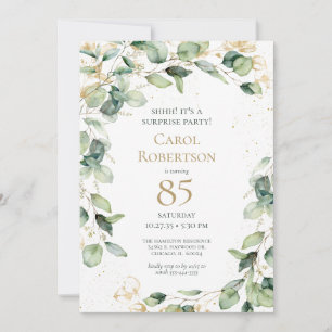 Surprise 85th Birthday Eucalyptus  Invitation