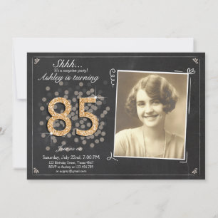 Surprise 85th birthday invite Chalkboard vintage