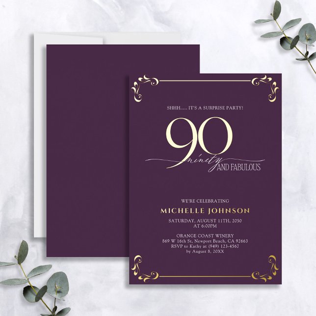 Surprise 90 & Fabulous Purple & Gold Birthday (Creator Uploaded)