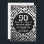Surprise 90th Birthday Black and Silver Glitter Invitation<br><div class="desc">Surprise 90th Birthday Invitation. Black and Silver Glitter. Silver Diamond. Adult Birthday Party. For Men or Women. For further customisation,  please click the "Customise it" button and use our design tool to modify this template.</div>