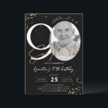 Surprise 90th Birthday Black Gold Photo Invitation<br><div class="desc">Surprise 90th Birthday Black Gold Photo Invitation is a part of the Birthday Invitations collection. This product features customisable photo section gold glitter sparkles. Done with decorative fonts. Explore more matching products in our store.</div>