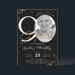 Surprise 90th Birthday Black Gold Photo Invitation<br><div class="desc">Surprise 90th Birthday Black Gold Photo Invitation is a part of the Birthday Invitations collection. This product features customisable photo section gold glitter sparkles. Done with decorative fonts. Explore more matching products in our store.</div>