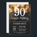 Surprise 90th Birthday Invitation Gold Glitter<br><div class="desc">Surprise 90th Birthday Invitation with Gold String Lights with Gold Glitter Background. Gold Birthday. Adult Birthday. Men or Women Bday Invite. 13th 15th 16th 18th 20th 21st 30th 40th 50th 60th 70th 80th 90th 100th, Any age. For further customisation, please click the "Customise it" button and use our design tool...</div>